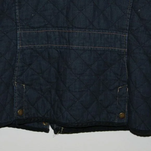 Lauren Ralph Lauren Quilted Denim Barn Jacket Corduroy Trim Collar Medium HW9832 - Picture 8 of 12